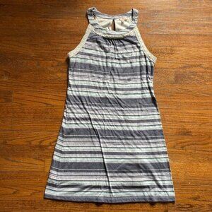 Skies Are Blue White, Blue & Teal Striped Halter Dress